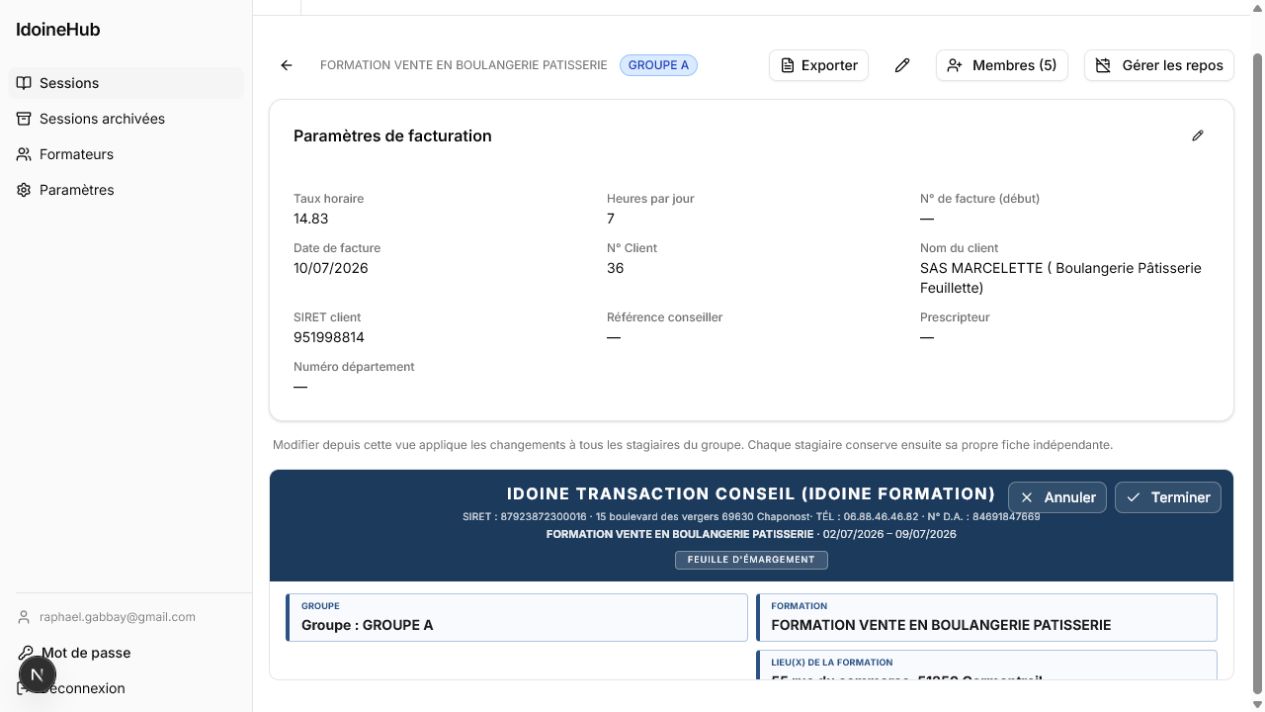 Planning groupe en modification
